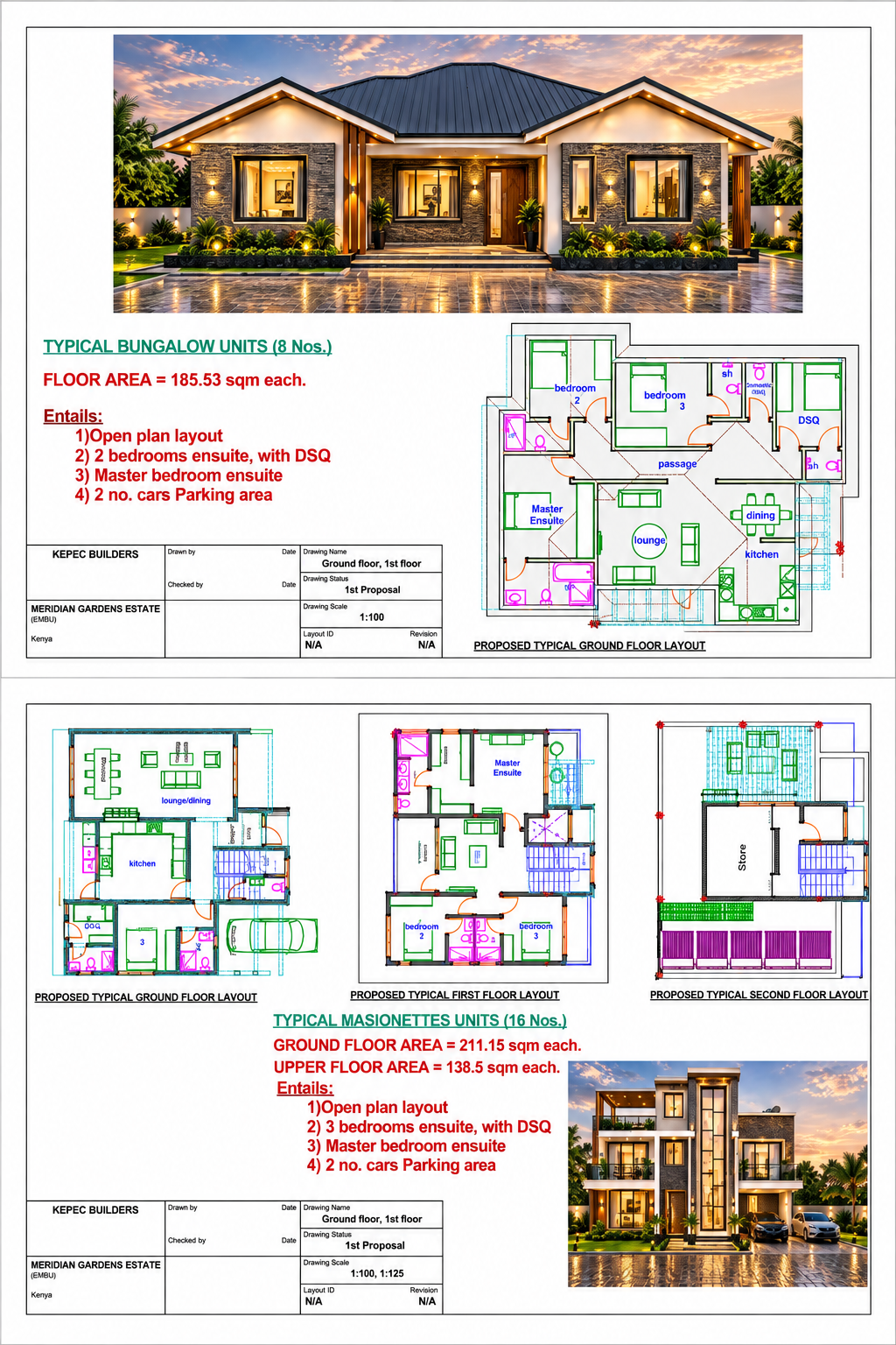 Official Meridian City bungalow architecture and layout sheet
