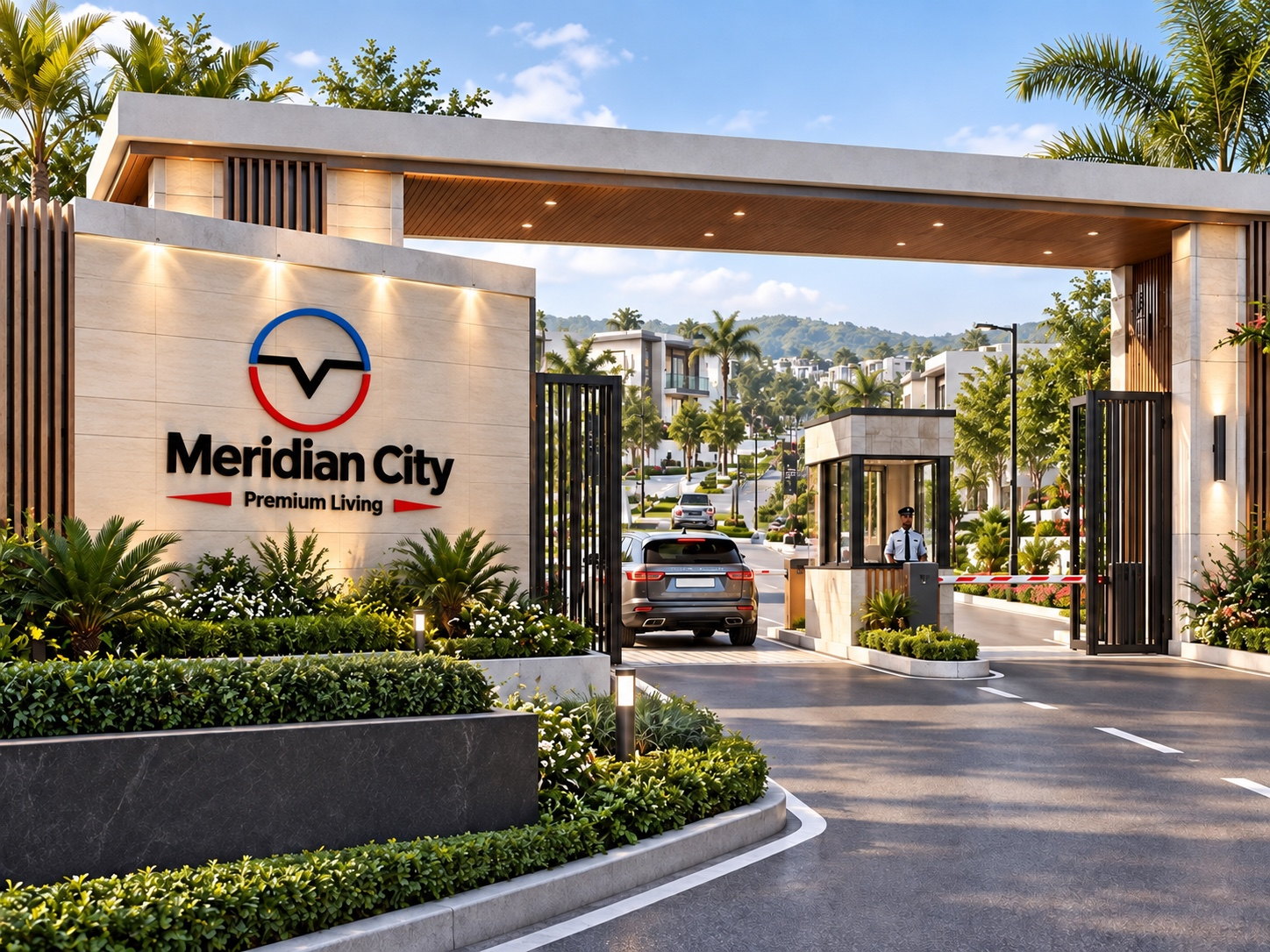 Meridian City landscaped entrance in Embu